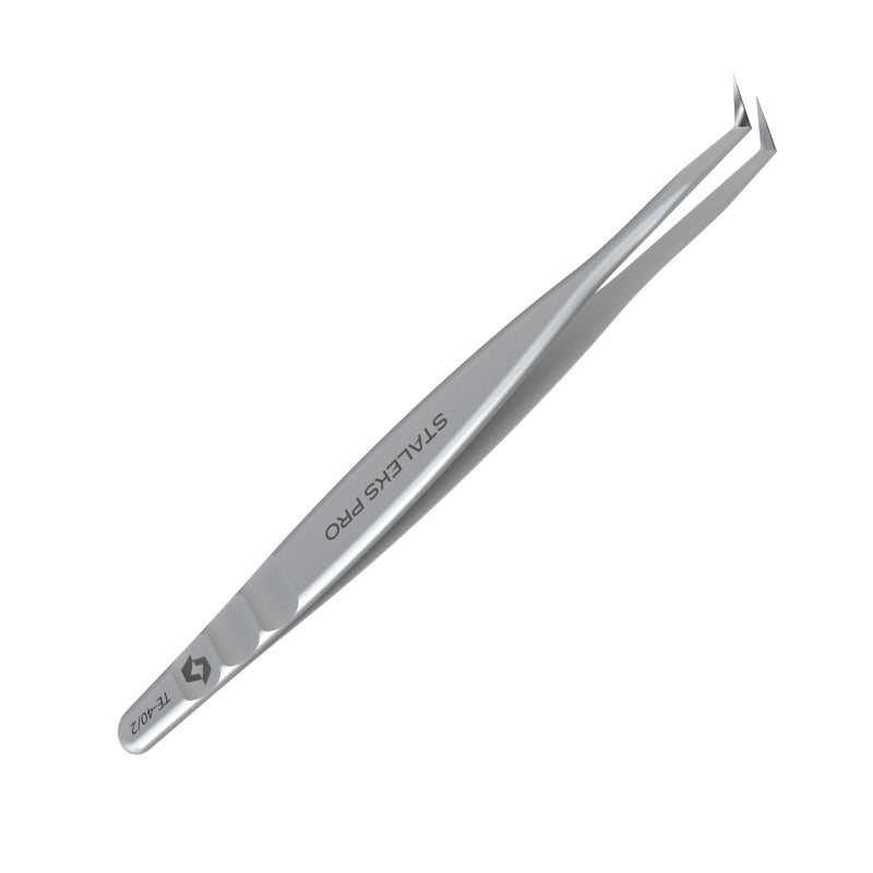 Staleks Pro Professional Eyelash Tweezers EXPERT 40 Type 2 LShaped Tip Stainless Steel For Classic and Volume Extensions 70 Angle - Image 2
