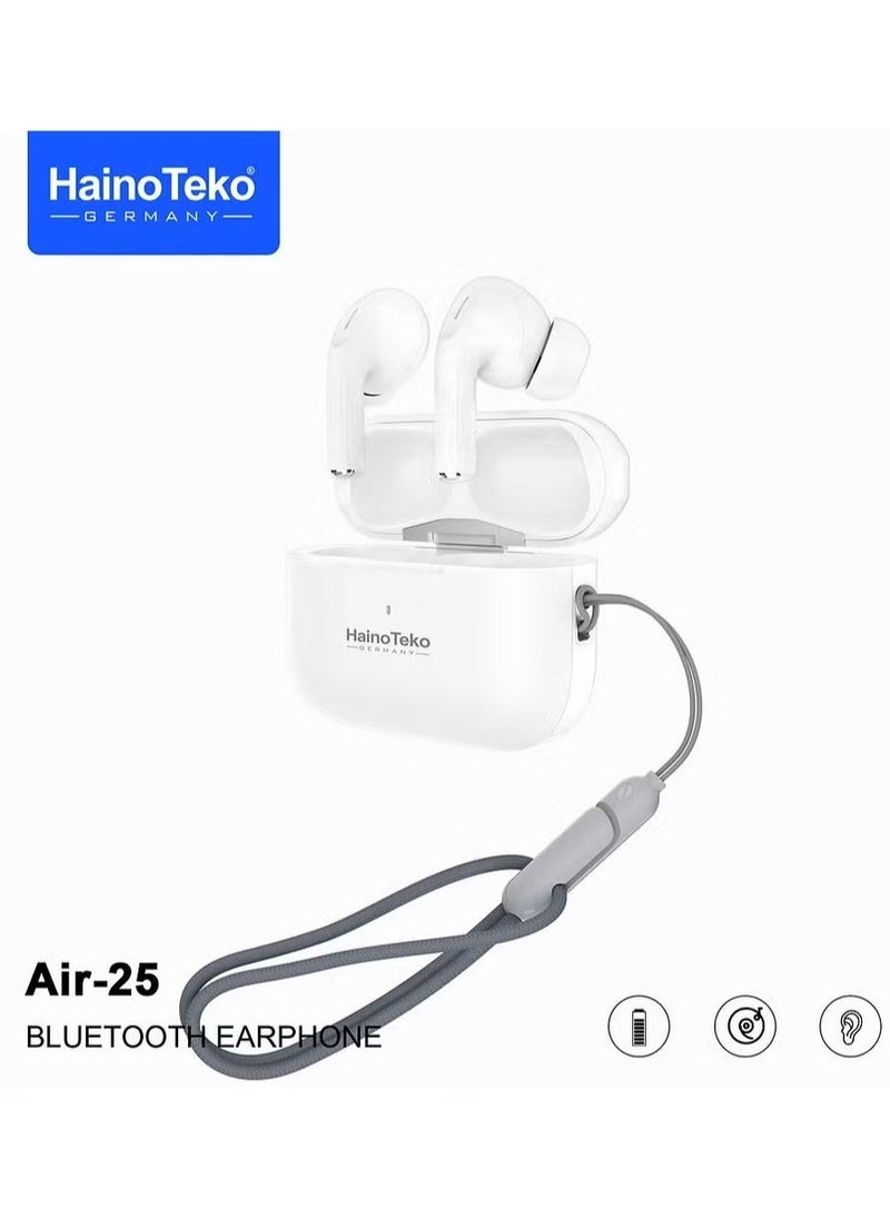 Haino Teko "Air 25 True Wireless Bluetooth Earphones with Bass-Rich Sound and Super Clear Microphone – Premium Audio Experience, Seamless Connectivity with iPhones and iPads, Comfortable Fit, Perfect for Music, Calls, and More" - Image 1