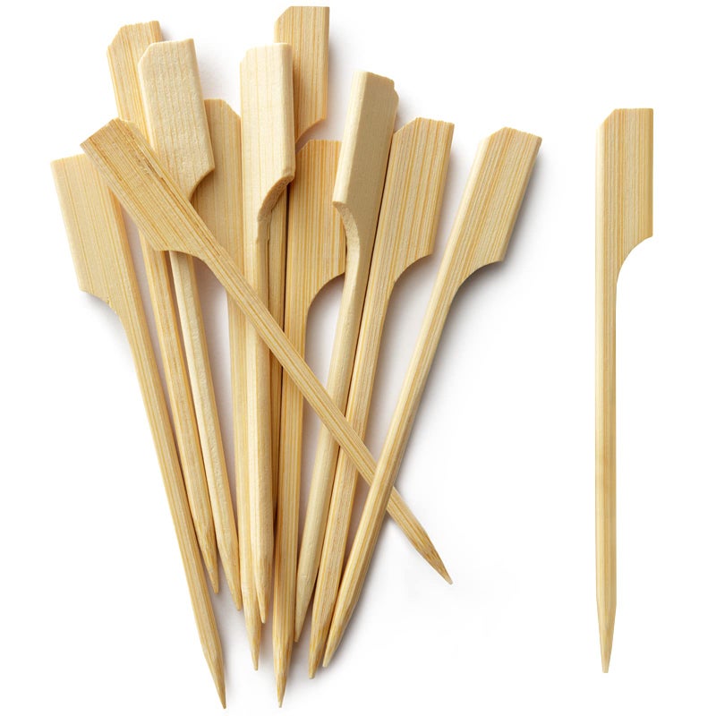 BLUE TOP 300Pcs Bamboo Paddle Picks 35 Inch Sturdy Flat Skewers Food Appetizer Toothpicks for for Fruit Grilling Drink BBQ Barbecue Yakitori Chicken Fondue RoastingCocktail Marshmallow
