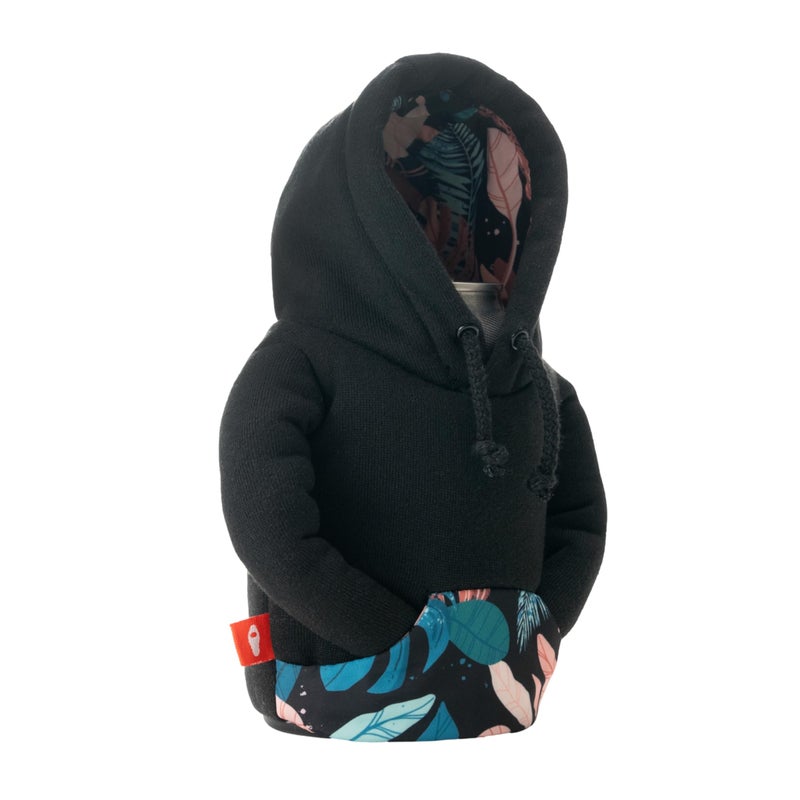 PUFFIN Puffin - The Hoodie Beverage Jacket - 12 oz Insulated Can Cooler - Beer Bottle & Soda Can Insulator  Keep Drinks and Beverages Cold - Black Monstera - Image 2