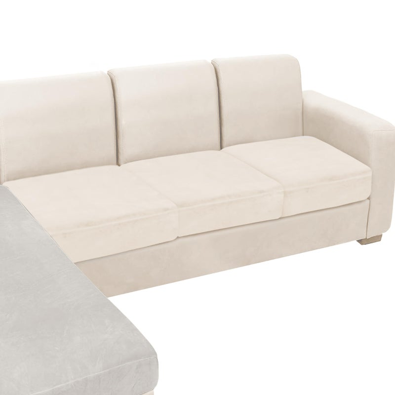 NAISI Couch Cushion Covers 3 Pieces Velvet Stretch Sofa Seat Covers or Backrest Covers Soft Individual Couch Covers for Sectional Sofa3 Pcs for 3Seat CushionBeige