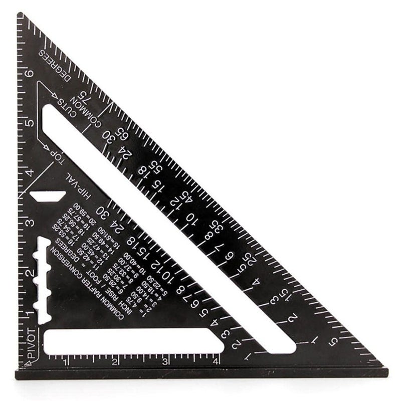 NIKTION 7 Inch Rafter Square Triangle Ruler Angle Ruler Aluminum Alloy Double Scale Carpenter Triangle Square Rafter Tool Mensurement Tool for Woodworking and Carpentry - Image 1