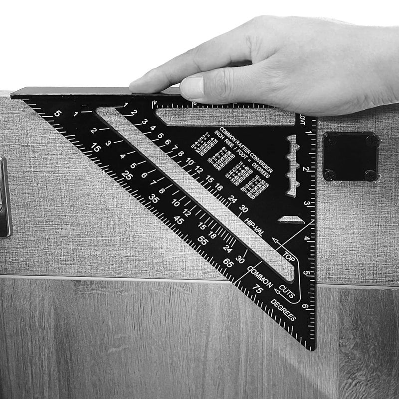 NIKTION 7 Inch Rafter Square Triangle Ruler Angle Ruler Aluminum Alloy Double Scale Carpenter Triangle Square Rafter Tool Mensurement Tool for Woodworking and Carpentry - Image 4