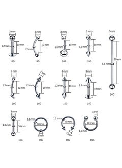 SYOSI Piercing Kit 14G, 100Pcs 16G Nose Septum Rings Piercing Jewelry for Ear Lip Belly Button Tongue Tragus Cartilage Body Piercing Tools Kit with Piercing Needle Silver  - Image 4