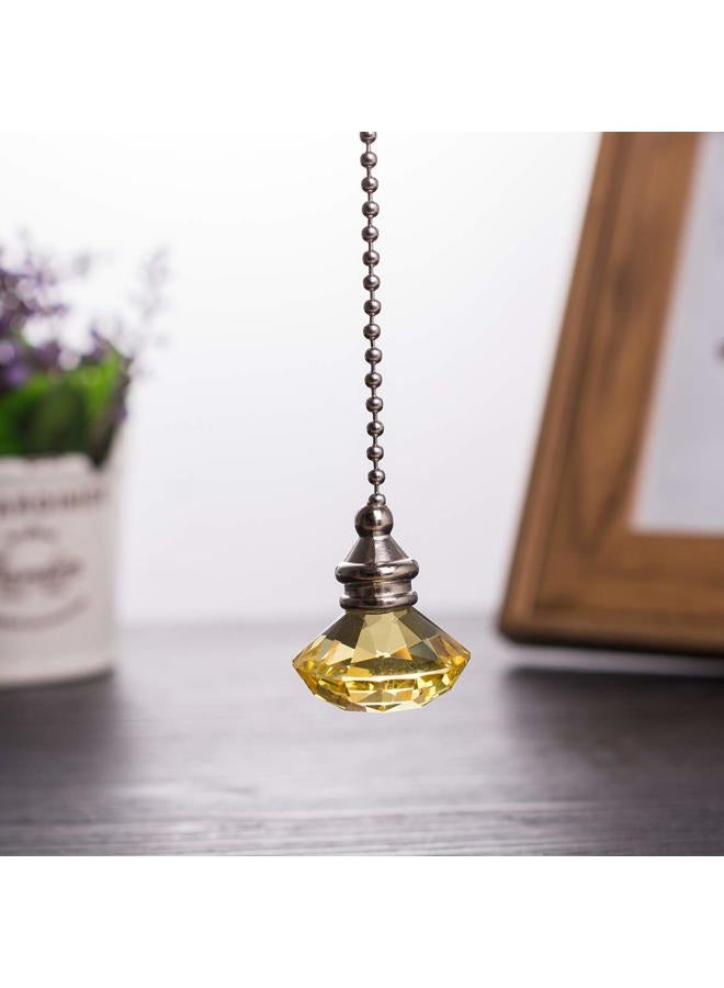 LONGSHENG Ceiling Fan Pull Chain Set - 2 pieces Yellow Diamond Fan Pull Chains 20 Inch Ceiling Fan Chain Extender with Chain Connector Home Wedding Decor Ornament Pendant - Image 2