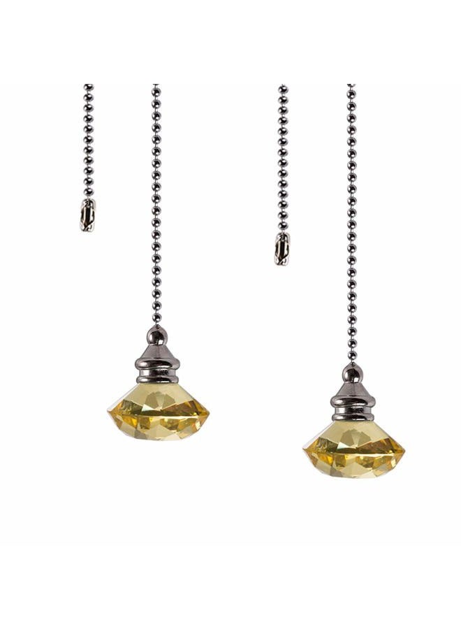 LONGSHENG Ceiling Fan Pull Chain Set - 2 pieces Yellow Diamond Fan Pull Chains 20 Inch Ceiling Fan Chain Extender with Chain Connector Home Wedding Decor Ornament Pendant - Image 1