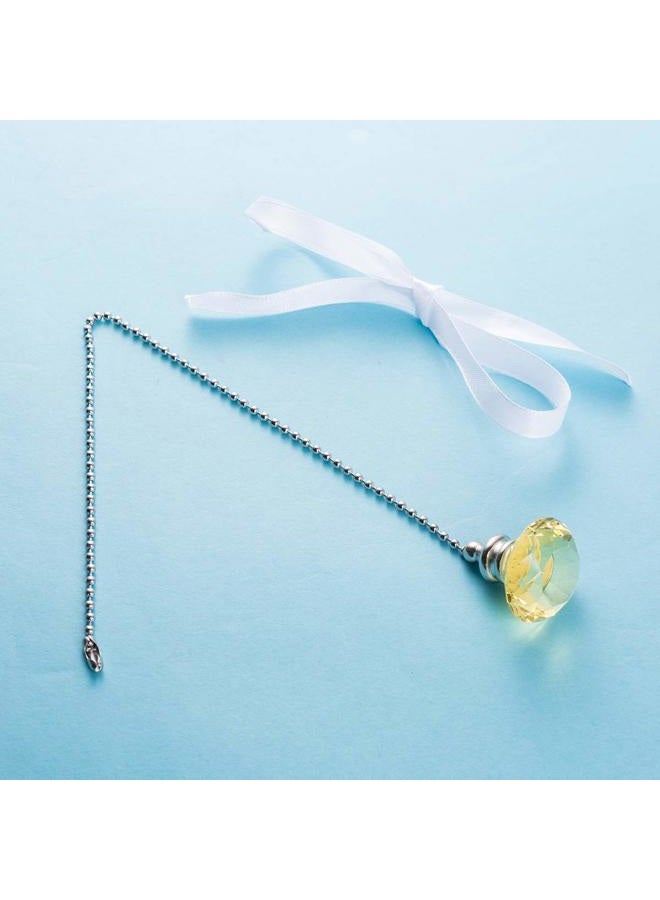LONGSHENG Ceiling Fan Pull Chain Set - 2 pieces Yellow Diamond Fan Pull Chains 20 Inch Ceiling Fan Chain Extender with Chain Connector Home Wedding Decor Ornament Pendant - Image 3