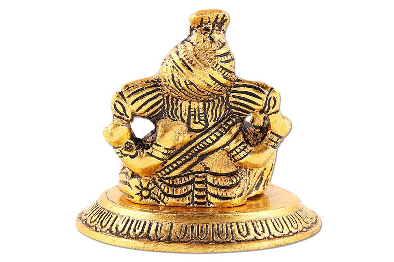 Lavanaya Silver -Lord Ganesha Idol Ganpati Idol Showpiece | Statue (10 Cm x 11 Cm x 11 Cm, Gold Plated) - Image 5