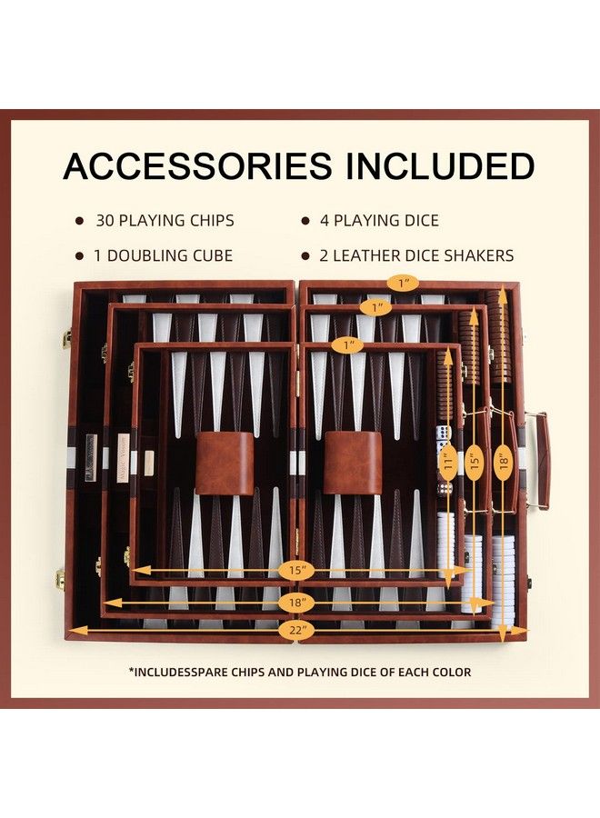Magic Vosom Travel Small 11 Inch Backgammon Set Classic Board Game Travel With Leather Make Board Gift Package Portable Travel Strategy Backgammon Game Set For Adults Kids (Brownsmall)  - Image 5