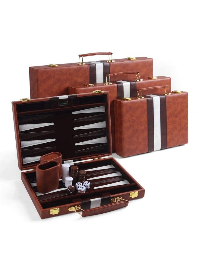 Magic Vosom Travel Small 11 Inch Backgammon Set Classic Board Game Travel With Leather Make Board Gift Package Portable Travel Strategy Backgammon Game Set For Adults Kids (Brownsmall)  - Image 1