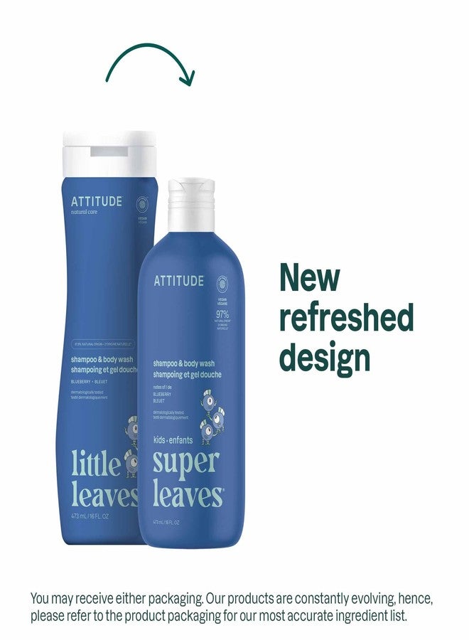 ATTITUDE Shampoo and Body Wash for Kids, EWG Verified Hair and Body Cleanser, Dermatologically Tested Soap, Plant and Mineral Based Bath Products, Vegan, Blueberry, 16 Fl Oz - Image 2