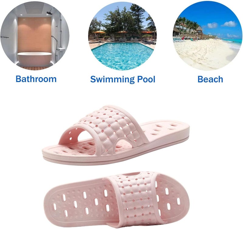 Quick-drying non-slip bathroom Slipper lace drain hole unisex suitable for dormitory Swimming Pool gym pink - Image 5
