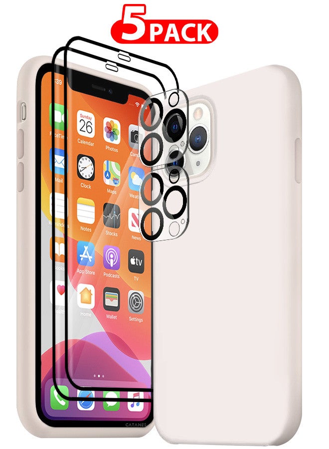CATANES [for iPhone 12 Pro Max] 5 Pack Silicone Case ,2 3D Screen Protectors and 2 Camera Lens Protectors Shockproof Protective Case Anti Scratch Smooth Case Cover/White - Image 1