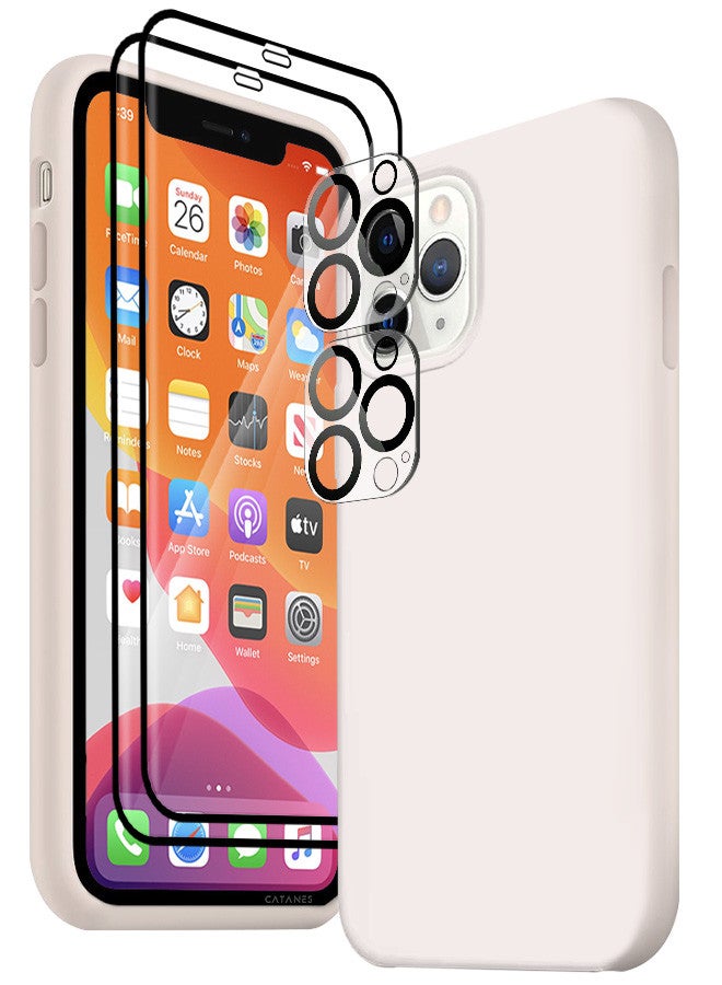 CATANES [for iPhone 12 Pro Max] 5 Pack Silicone Case ,2 3D Screen Protectors and 2 Camera Lens Protectors Shockproof Protective Case Anti Scratch Smooth Case Cover/White - Image 2