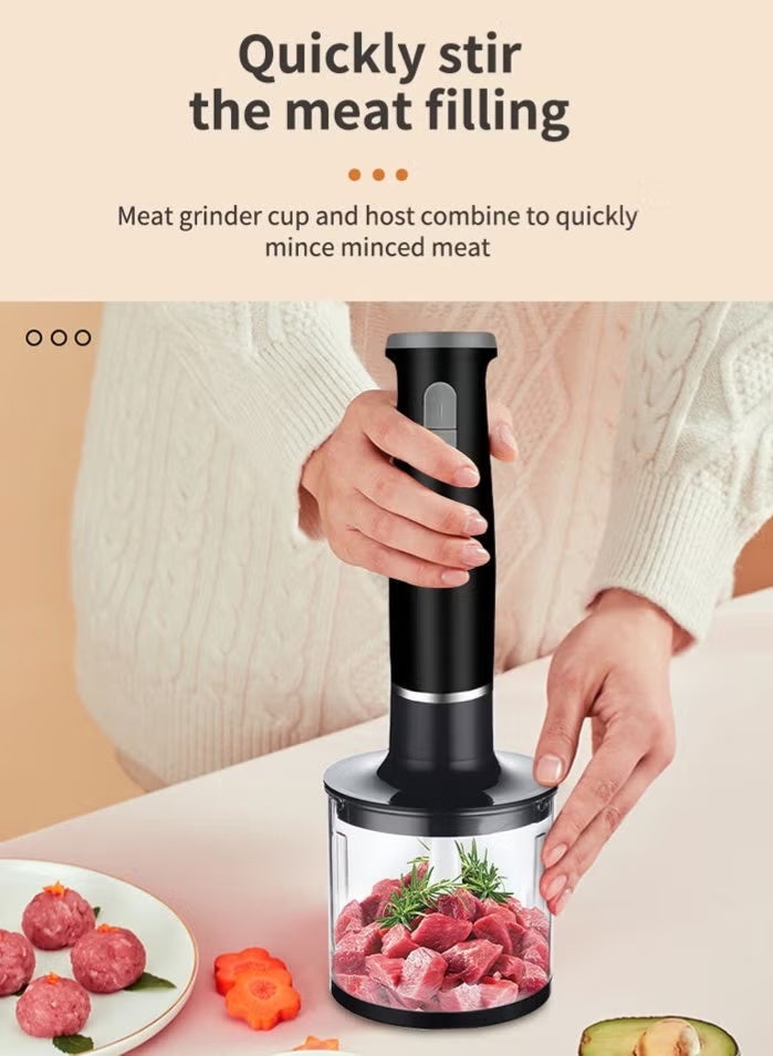 sokany 5 In 1 Hand Blender,800W Hand Blender Chopper Whisker Mixer Milk Frother, Durable Stainless Steel Blade & Removable Stick | Comes with 600ml Plastic Jar, 500ml Chopper,SK-1714-5,Black - Image 4