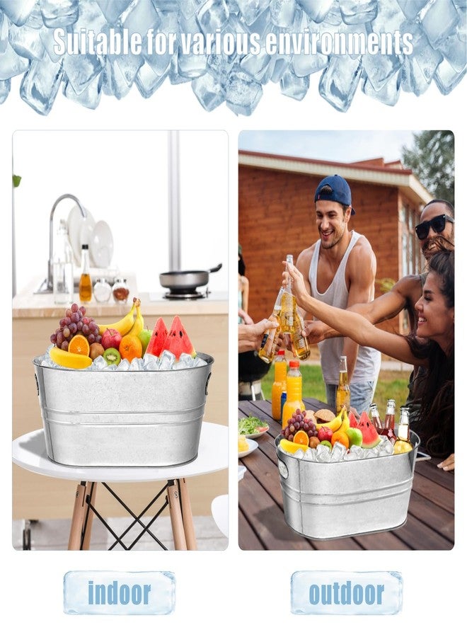 wdbg 4 Pack Galvanized Tub Ice Bucket, 3 Gallon Large Metal Drink Buckets for Parties & Bars, Beer Beverage Tub with Carry Handles for Champagne, Cocktails, Wine Cooling, Mimosa Supplies - Image 3