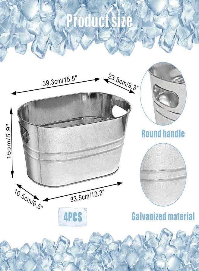 wdbg 4 Pack Galvanized Tub Ice Bucket, 3 Gallon Large Metal Drink Buckets for Parties & Bars, Beer Beverage Tub with Carry Handles for Champagne, Cocktails, Wine Cooling, Mimosa Supplies - Image 2