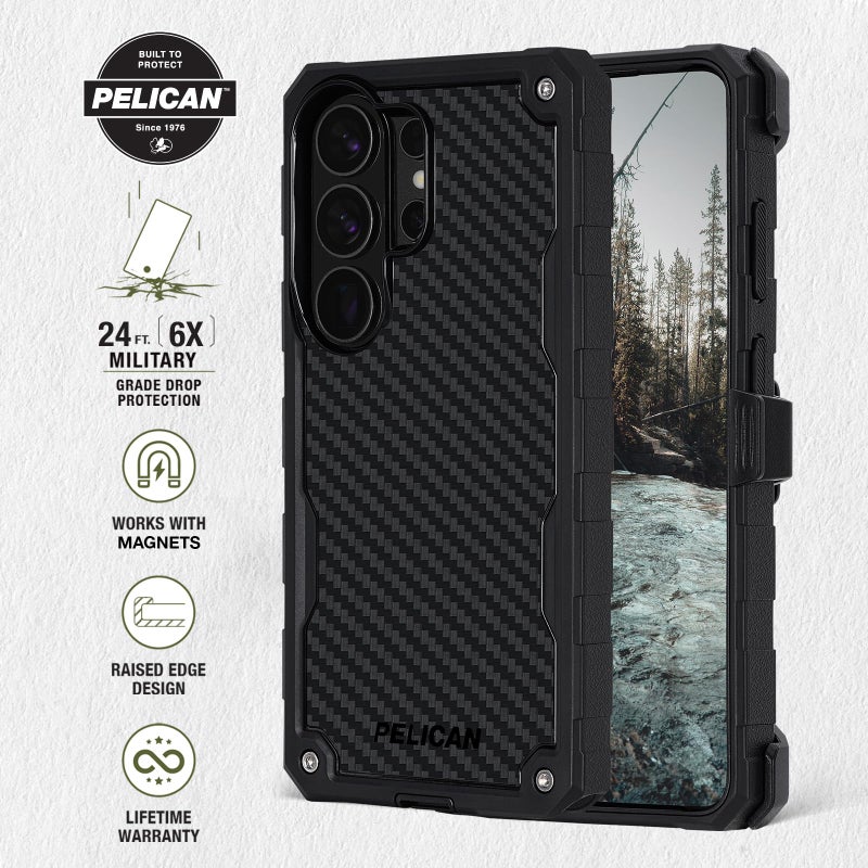 Pelican Shield Samsung Galaxy S26 Ultra Case [Magnetic & Wireless Charging] Cover w/24ft Military-Grade Drop Protection - Heavy Duty Case w/Belt Clip Holster for Samsung Galaxy S26 Ultra 6.9" - Carbon - Image 3