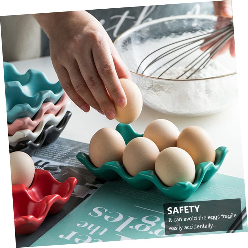 2Pcs White Ceramic Stackable Egg Holder For Refrigerator Easy To Clean Kitchen Storage Box - Image 3