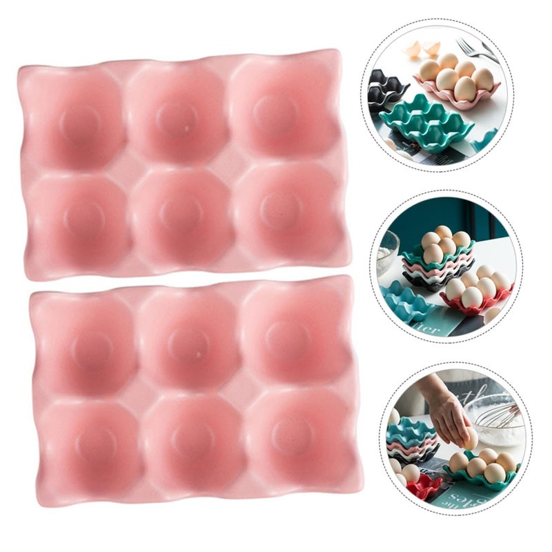 2Pcs White Ceramic Stackable Egg Holder For Refrigerator Easy To Clean Kitchen Storage Box - Image 2