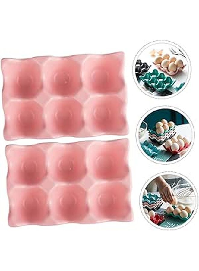 2Pcs White Ceramic Stackable Egg Holder For Refrigerator Easy To Clean Kitchen Storage Box - Image 1