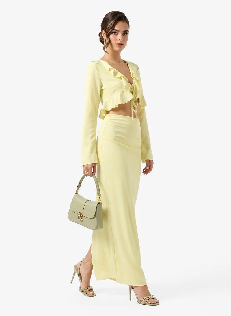 Ginger Ruffle Detail Crop Top & Skirt Coord Set