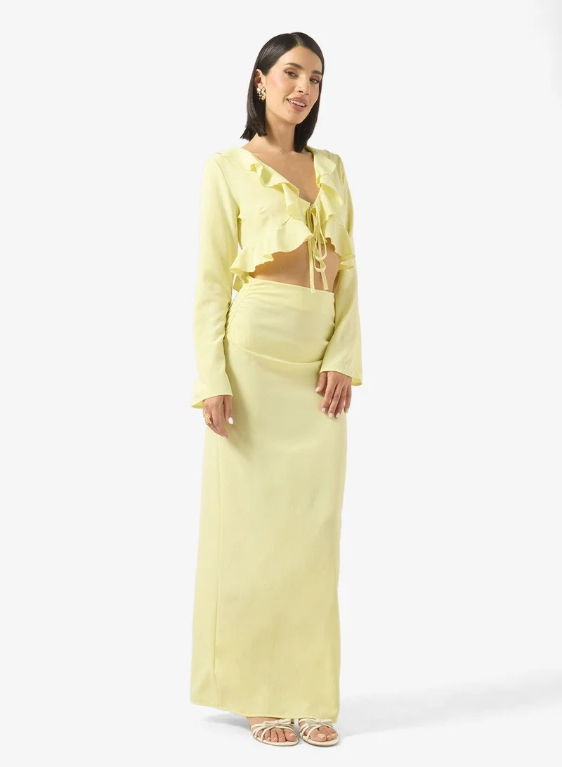 Ginger Ruffle Detail Crop Top & Skirt Coord Set