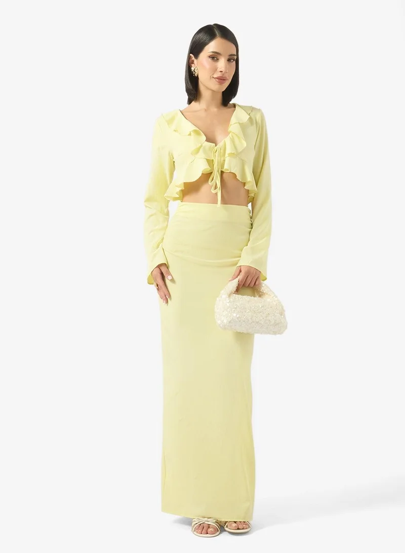Ginger Ruffle Detail Crop Top & Skirt Coord Set