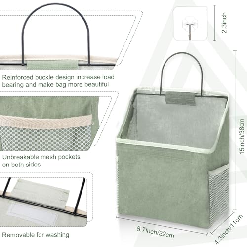 Woanger 12 Pcs Wall Hanging Storage Bag Wall Hanging Organizer Bag Over The Door Closet Basket Containers Bins with Hook Pocket for Bedroom Bathroom Light Gray Beige Dark Gray Black Khaki Green - Image 3