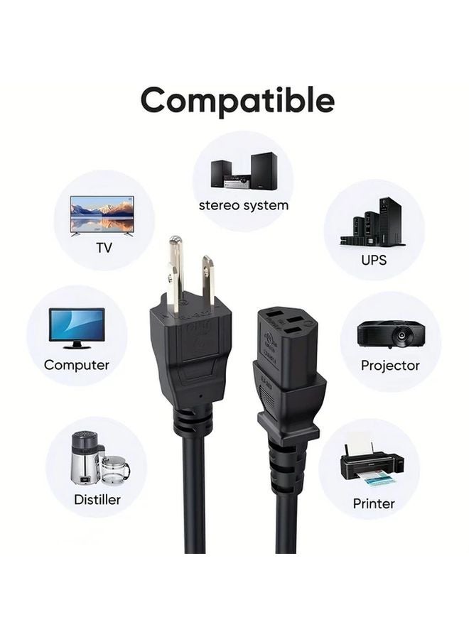 Universal Power Cord 3 6M 12FT SJTW 18AWG NEMA 5 15P To IEC320 C13 For PC Monitor TV - Image 5