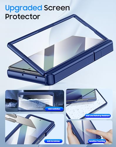 BSNRM for Samsung Galaxy Z Fold 7 Case with Card Holder RFID Blocking, Built in Slide Lens Cover & Hinge Protection & Kickstand & Screen Protector, Shockproof Wallet Case for Z Fold 7 (Sapphire Blue) - Image 5