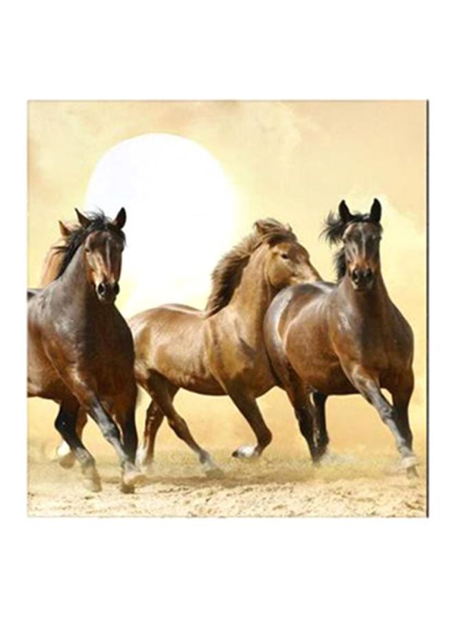 RYN Brown Horses MDF Wall Art Multicolour 30x30centimeter - Image 1