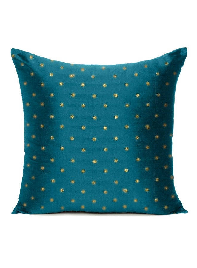 Oussum Art Silk Pillow Cover Cushion Cover Sofa Waist Throw Pillow Case Home Decor Set of 2 (16x16, Peacock Blue) - Image 2