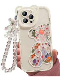 Generic Compatible with iPhone 14 Pro Max Case, Cute Flowers Bear Camera Protector Clear Case Cover with Lovely Strap Bracelet Chain Girls Women Case for iPhone 14 Pro Max  - Image 1