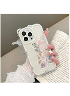 Generic Compatible with iPhone 14 Pro Max Case, Cute Flowers Bear Camera Protector Clear Case Cover with Lovely Strap Bracelet Chain Girls Women Case for iPhone 14 Pro Max  - Image 3