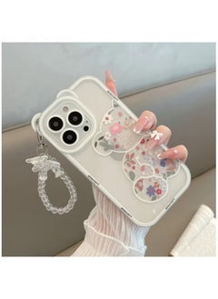 Generic Compatible with iPhone 14 Pro Max Case, Cute Flowers Bear Camera Protector Clear Case Cover with Lovely Strap Bracelet Chain Girls Women Case for iPhone 14 Pro Max  - Image 2
