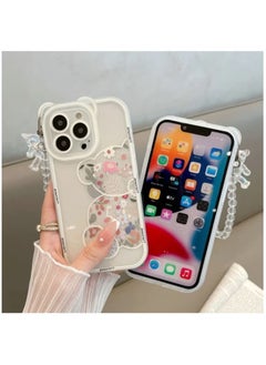 Generic Compatible with iPhone 14 Pro Max Case, Cute Flowers Bear Camera Protector Clear Case Cover with Lovely Strap Bracelet Chain Girls Women Case for iPhone 14 Pro Max  - Image 4