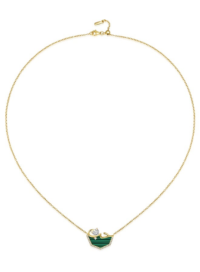 Moonmory Original Design Arabic Love Crescent Pendant Necklace 18K Gold Plated 925 Sterling Silver Heart Necklace For Women With White Cubic Zirconia Blue Green Resin Inlay Adjustable 50cm Chain Fashion Jewelry Best Gift for Ramadan Mother’s Day Valentine Back to School - Image 4