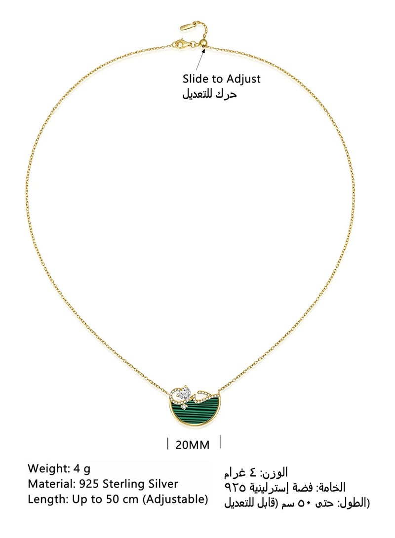Moonmory Original Design Arabic Love Crescent Pendant Necklace 18K Gold Plated 925 Sterling Silver Heart Necklace For Women With White Cubic Zirconia Blue Green Resin Inlay Adjustable 50cm Chain Fashion Jewelry Best Gift for Ramadan Mother’s Day Valentine Back to School - Image 3
