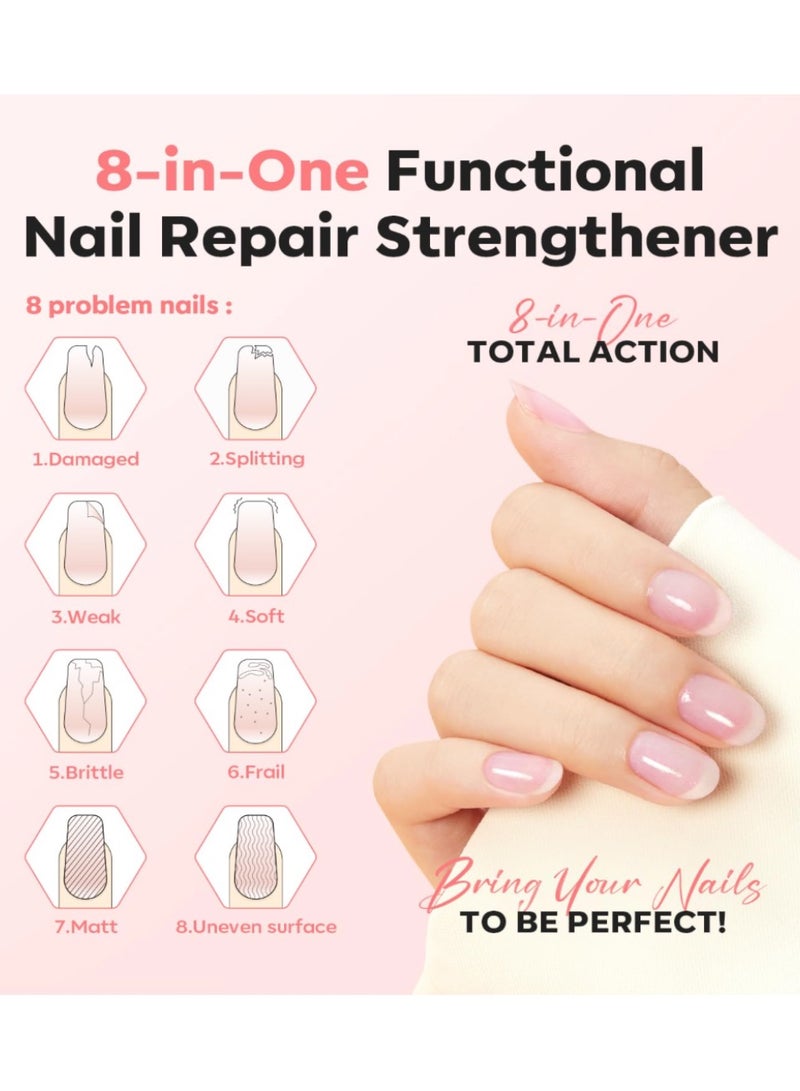 ريمي بيلا ريمي بيل مقوي ومرمم للأظافر المتشققة بتأثير لامع وردي، طلاء أظافر جل 15 مل لإصلاح الأظافر التالفة - Image 3