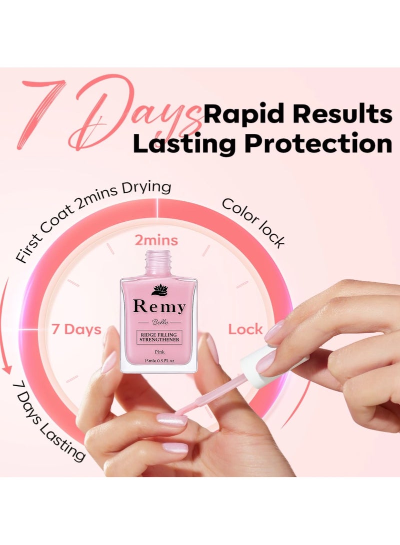 ريمي بيلا ريمي بيل مقوي ومرمم للأظافر المتشققة بتأثير لامع وردي، طلاء أظافر جل 15 مل لإصلاح الأظافر التالفة - Image 4