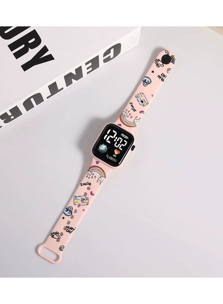 4 Pcs Kids' Cartoon Anime Printed Square Water Resistant Silicone Digital Watch - Image 3