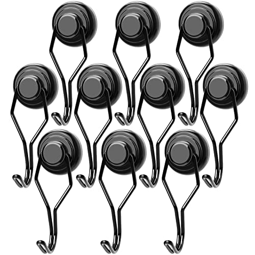 MIKEDE Black Magnetic Hooks Heavy Duty, 80 lb+ Strong Swivel Swing Neodymium Magnetic Hooks for Hanging, Strong Magnet Hanger for Cruise Cabins, Locker, Toolbox, Home, Kitchen - Pack of 10 - Image 3