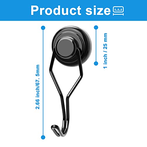 MIKEDE Black Magnetic Hooks Heavy Duty, 80 lb+ Strong Swivel Swing Neodymium Magnetic Hooks for Hanging, Strong Magnet Hanger for Cruise Cabins, Locker, Toolbox, Home, Kitchen - Pack of 10 - Image 4