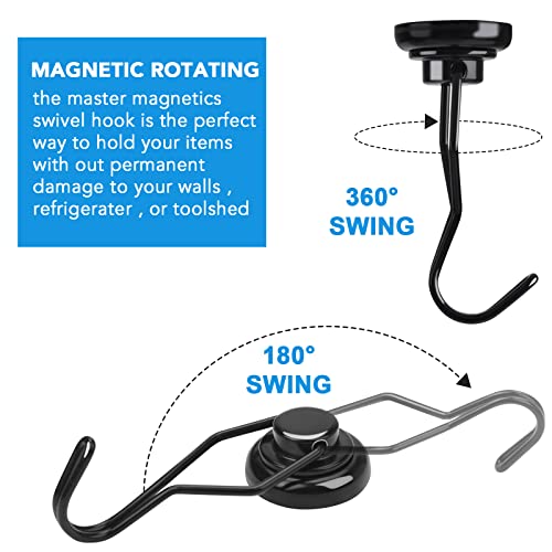 MIKEDE Black Magnetic Hooks Heavy Duty, 80 lb+ Strong Swivel Swing Neodymium Magnetic Hooks for Hanging, Strong Magnet Hanger for Cruise Cabins, Locker, Toolbox, Home, Kitchen - Pack of 10 - Image 5