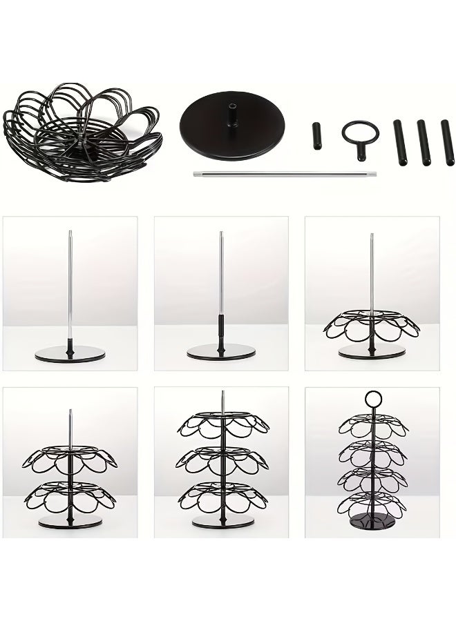 360 Degree Rotating Coffee Pod Holder, 4-Tier K-Cup Organizer, Black Metal Coffee Capsule Dispenser with 36 Capacity - Image 3