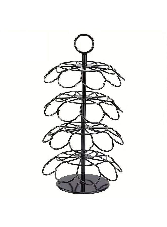 360 Degree Rotating Coffee Pod Holder, 4-Tier K-Cup Organizer, Black Metal Coffee Capsule Dispenser with 36 Capacity - Image 1