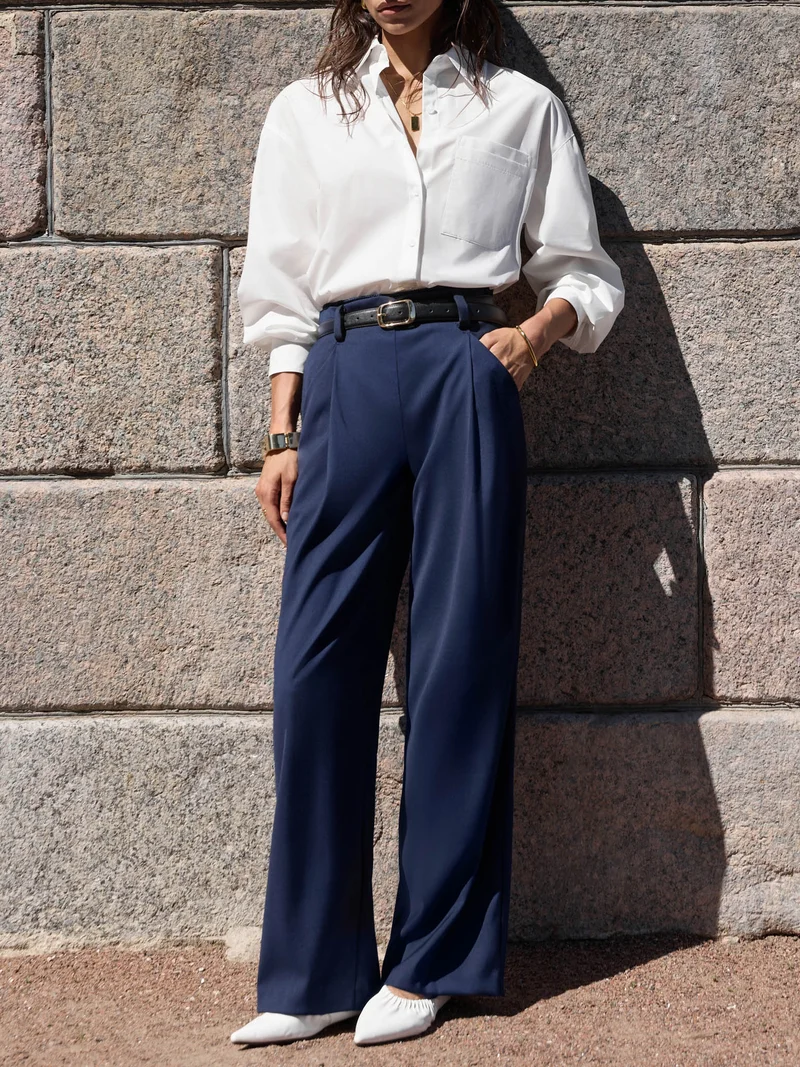 Lichi Flared suiting trousers with waist pleats