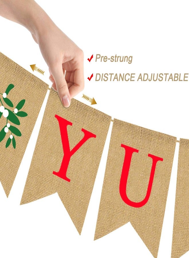 Rainlemon Burlap Yule Banner Pagan Christmas Mistletoe Rustic Winter Farmhouse Fireplace Mantle Decoration - Image 2