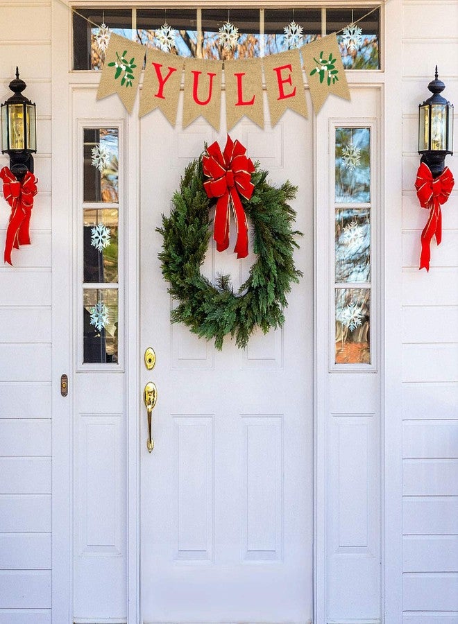 Rainlemon Burlap Yule Banner Pagan Christmas Mistletoe Rustic Winter Farmhouse Fireplace Mantle Decoration - Image 4
